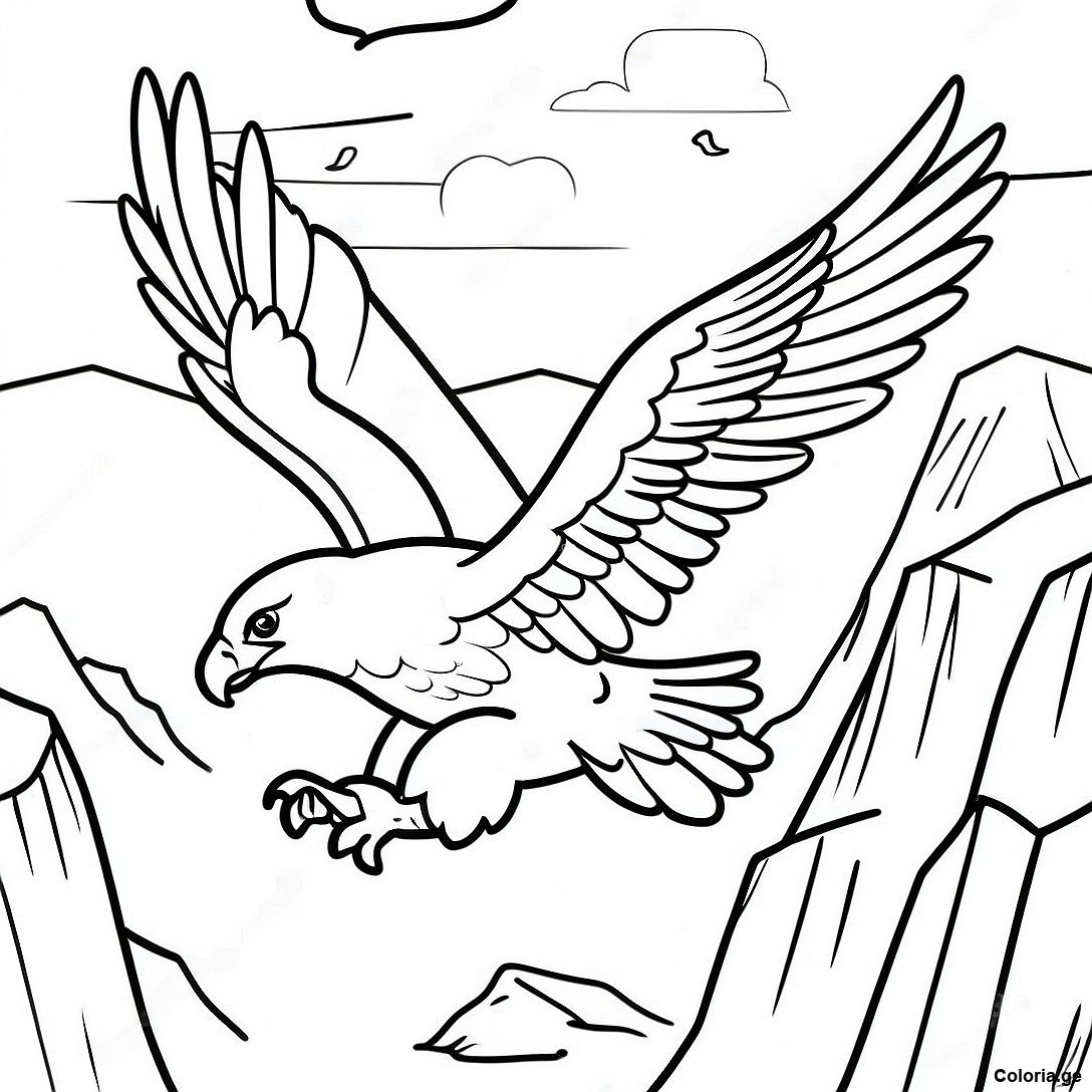 Aigle Majestueux Volant Au Dessus Des Montagnes Page A Colorier 117882 53079