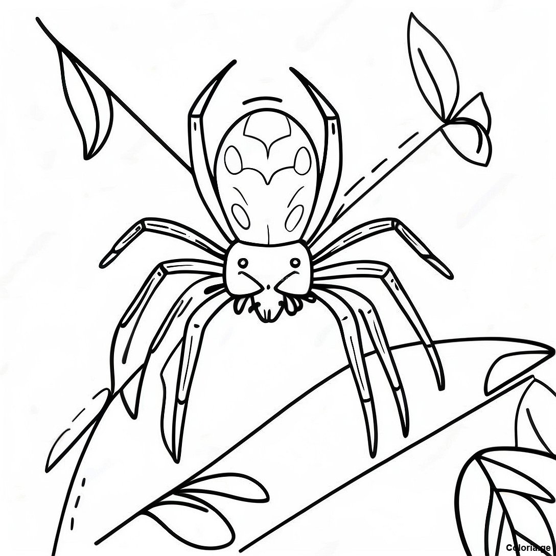 Araignee Realiste Sur Une Feuille Page A Colorier 11611 735
