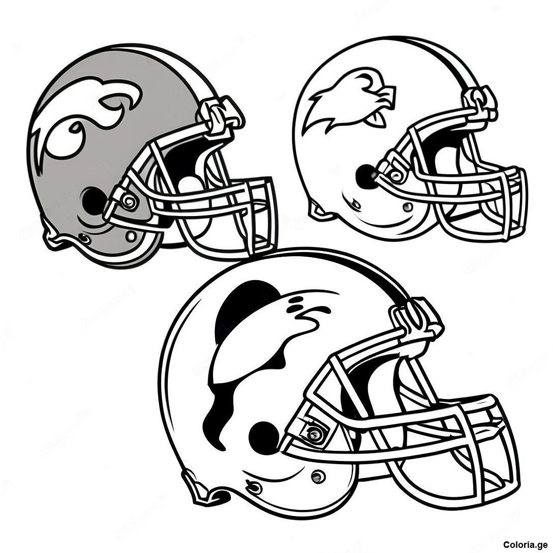 Page à colorier Casques De La Nfl Vintage Page De Coloriage imprimable gratuitement de la collection Sports — dessin en noir et blanc pour enfants et adultes.