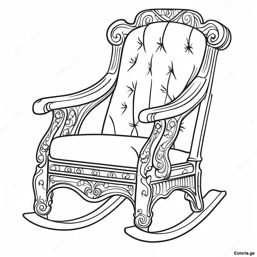 Page à colorier Coloriage De Chaise Berçante Vintage imprimable gratuitement de la collection Divers — dessin en noir et blanc pour enfants et adultes.