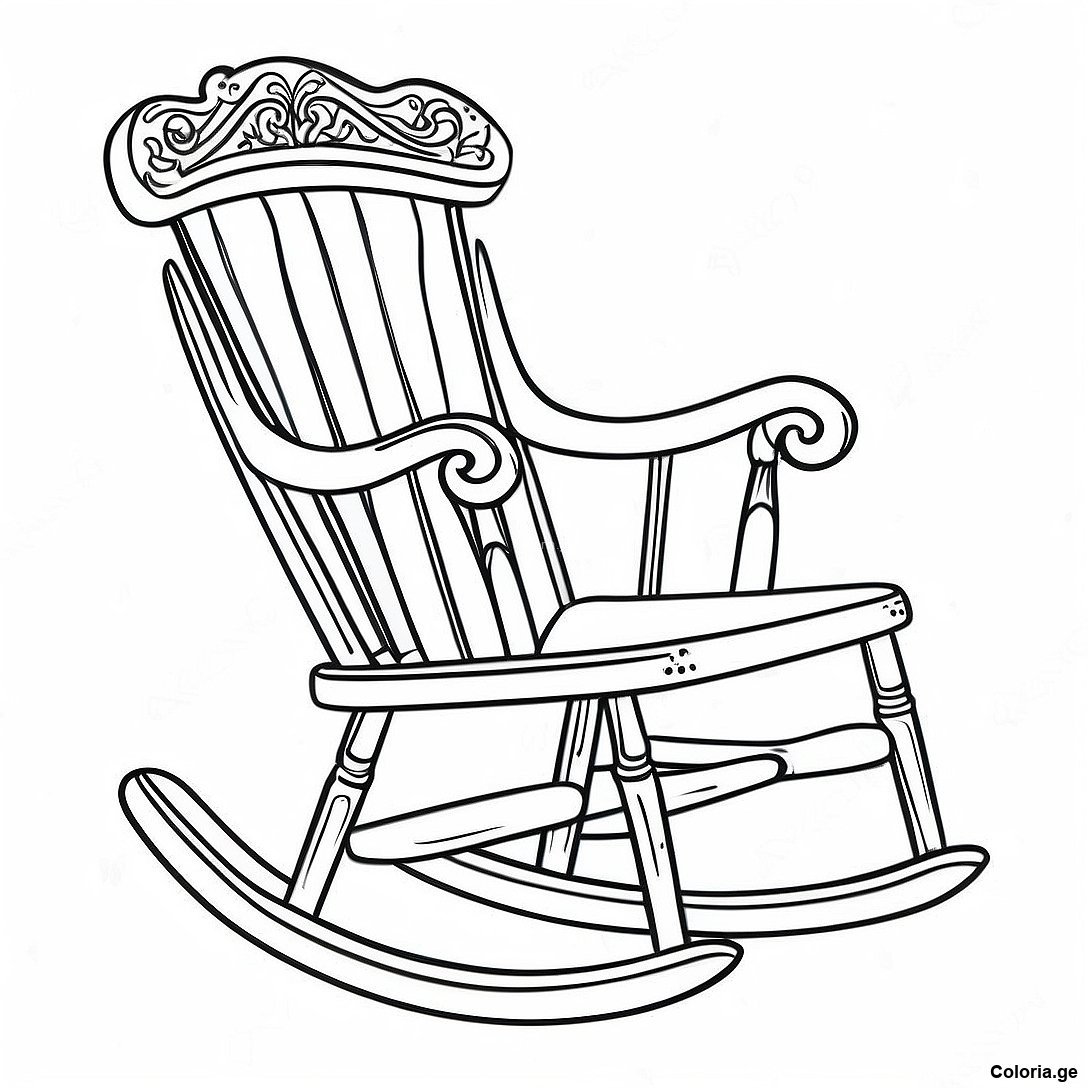 Page à colorier Coloriage De Chaise Berçante Vintage imprimable gratuitement de la collection Divers — dessin en noir et blanc pour enfants et adultes.