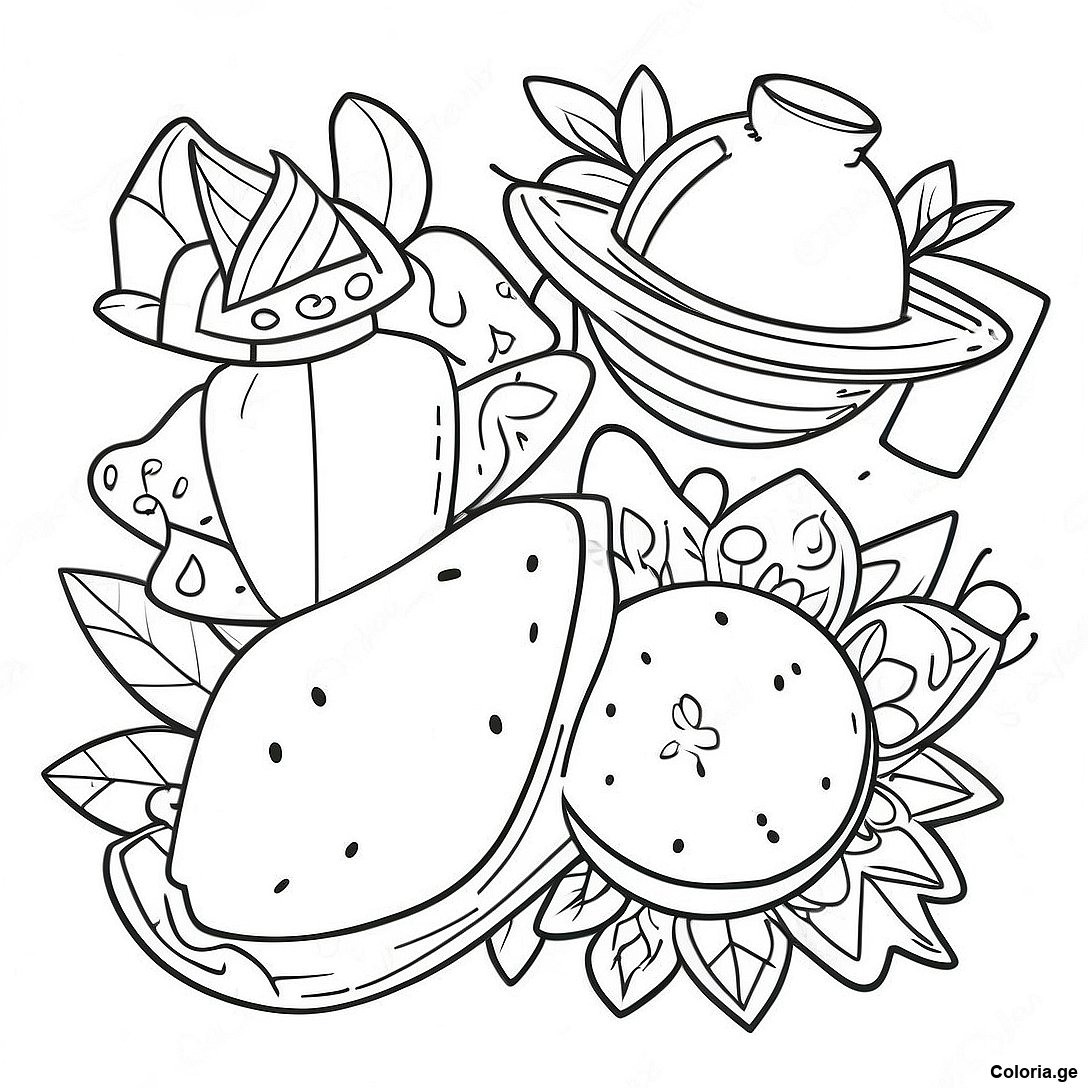 Page à colorier Coloriage Des Décorations Colorées De Las Posadas imprimable gratuitement de la collection Divers — dessin en noir et blanc pour enfants et adultes.