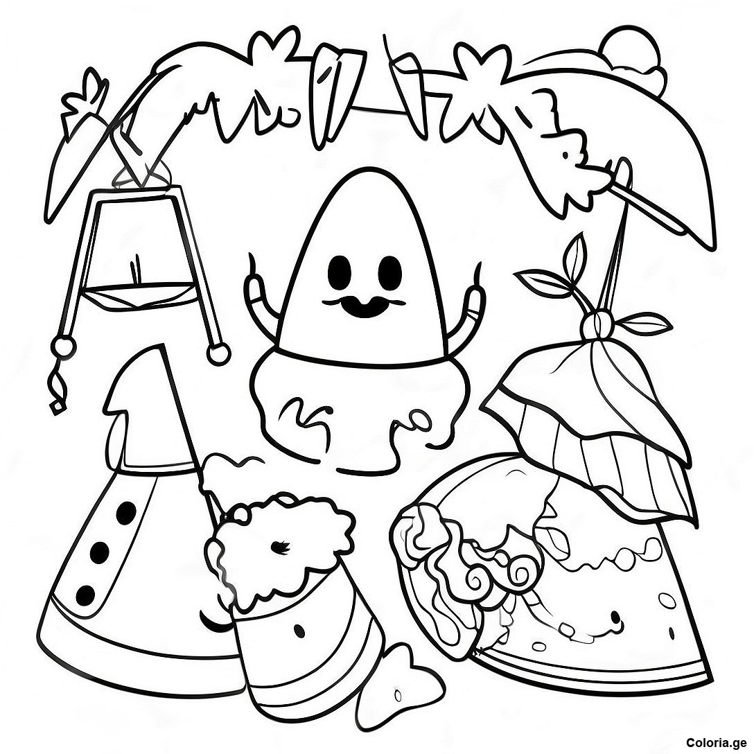 Page à colorier Coloriage Des Décorations Colorées De Las Posadas imprimable gratuitement de la collection Divers — dessin en noir et blanc pour enfants et adultes.