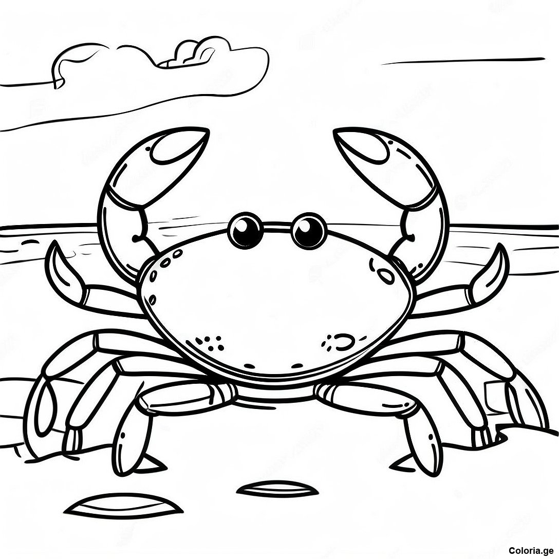 Page à colorier Crabe Réaliste Sur Le Sable À Colorier imprimable gratuitement de la collection Animaux — dessin en noir et blanc pour enfants et adultes.