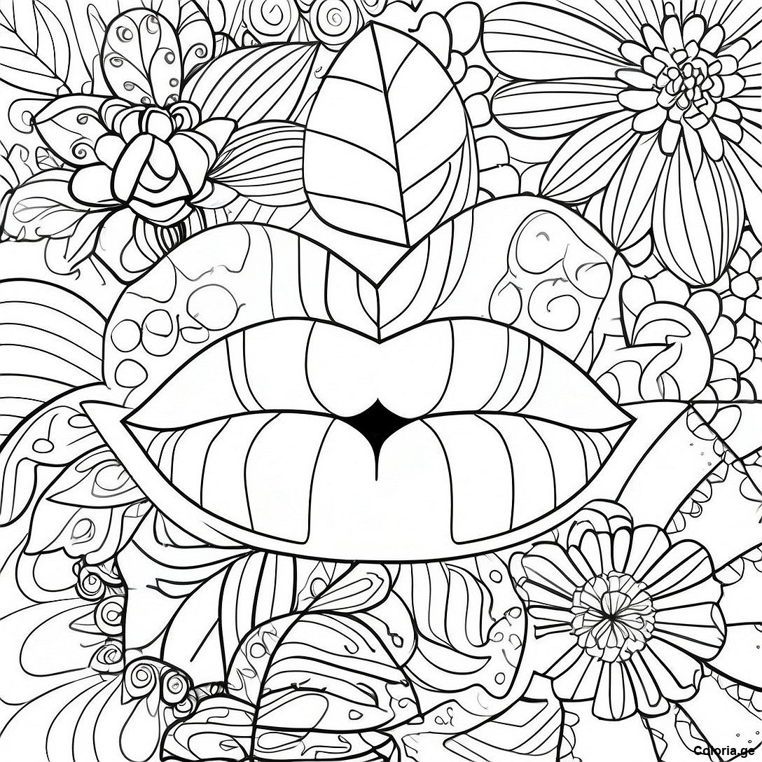 Page à colorier Dessin À Colorier De Lèvres Réalistes imprimable gratuitement de la collection Divers — dessin en noir et blanc pour enfants et adultes.