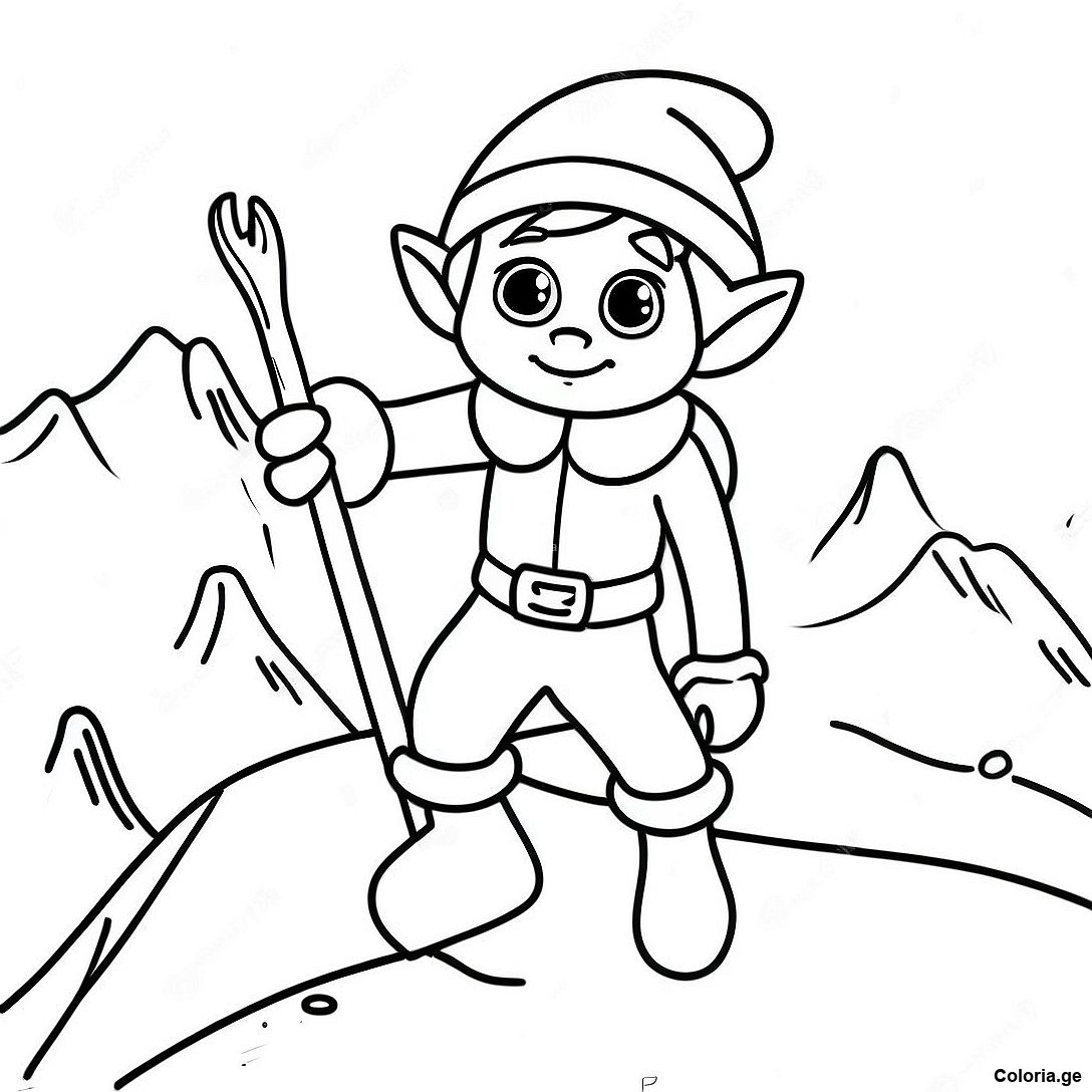 Page à colorier Elfe Aventurier Sur Une Montagne Enneigée Page À Colorier imprimable gratuitement de la collection Divers — dessin en noir et blanc pour enfants et adultes.