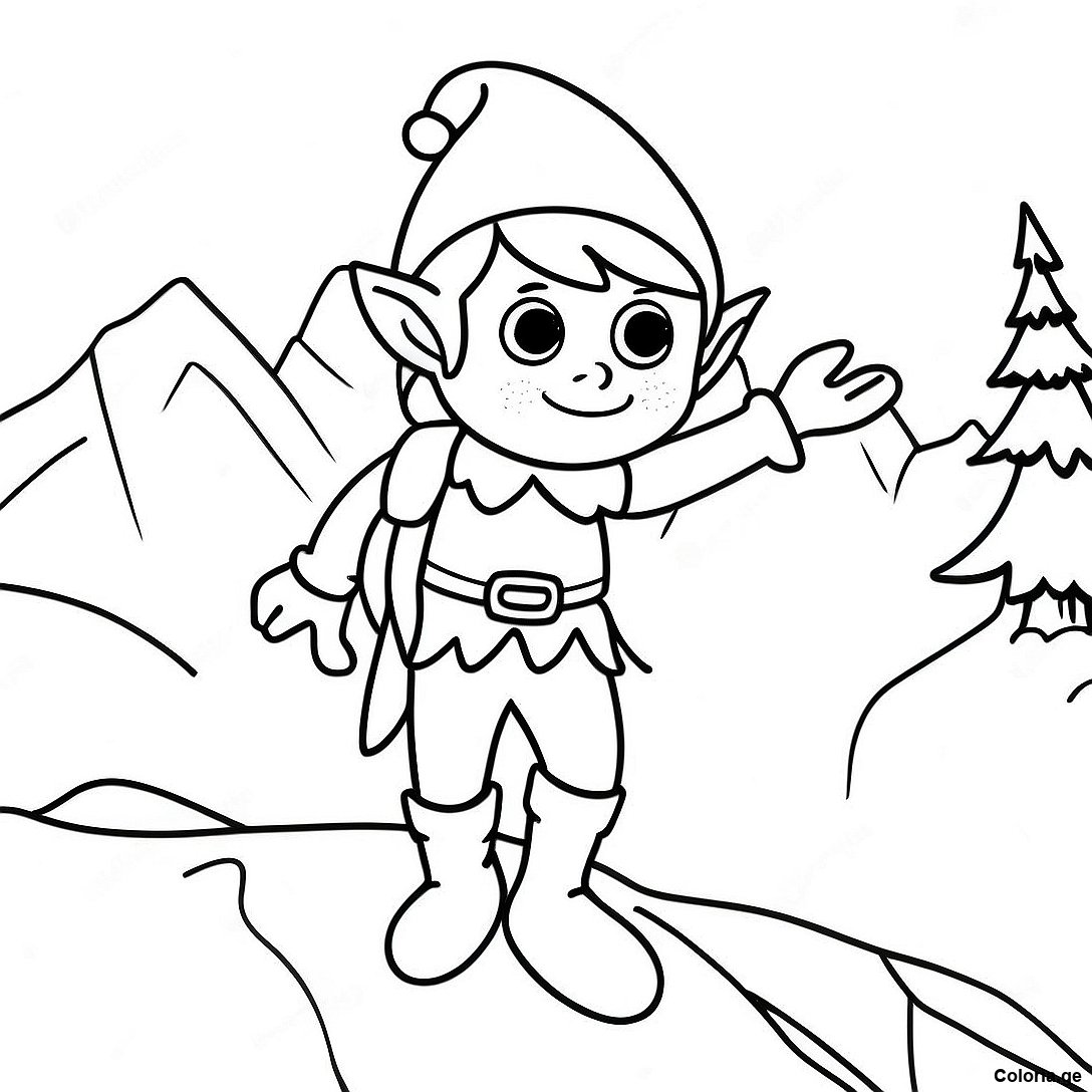 Page à colorier Elfe Aventurier Sur Une Montagne Enneigée Page À Colorier imprimable gratuitement de la collection Divers — dessin en noir et blanc pour enfants et adultes.