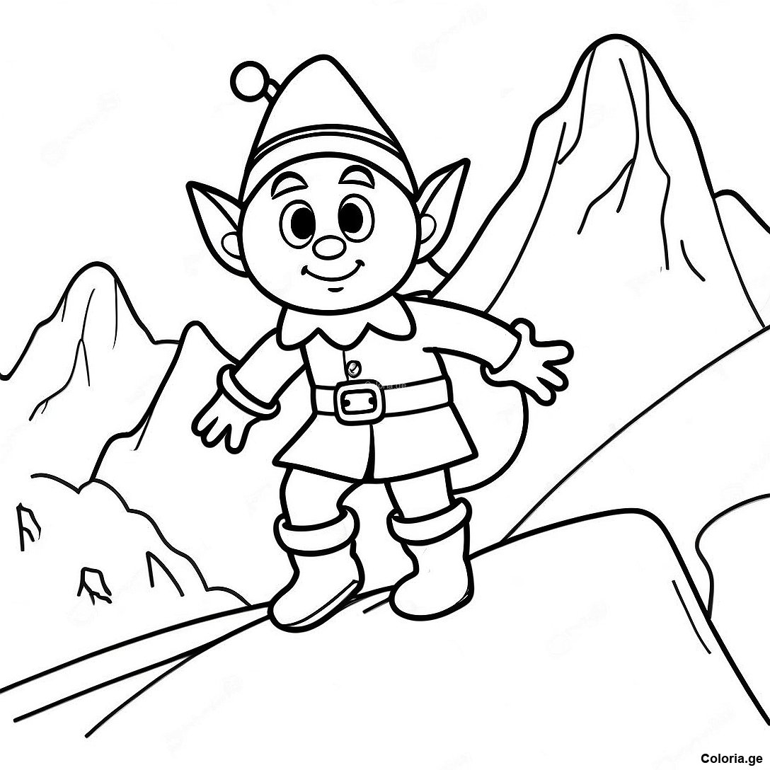 Page à colorier Elfe Aventurier Sur Une Montagne Enneigée Page À Colorier imprimable gratuitement de la collection Divers — dessin en noir et blanc pour enfants et adultes.