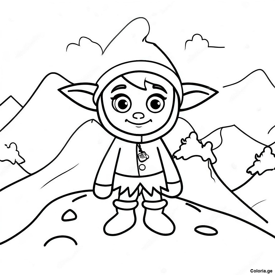 Page à colorier Elfe Aventurier Sur Une Montagne Enneigée Page À Colorier imprimable gratuitement de la collection Divers — dessin en noir et blanc pour enfants et adultes.