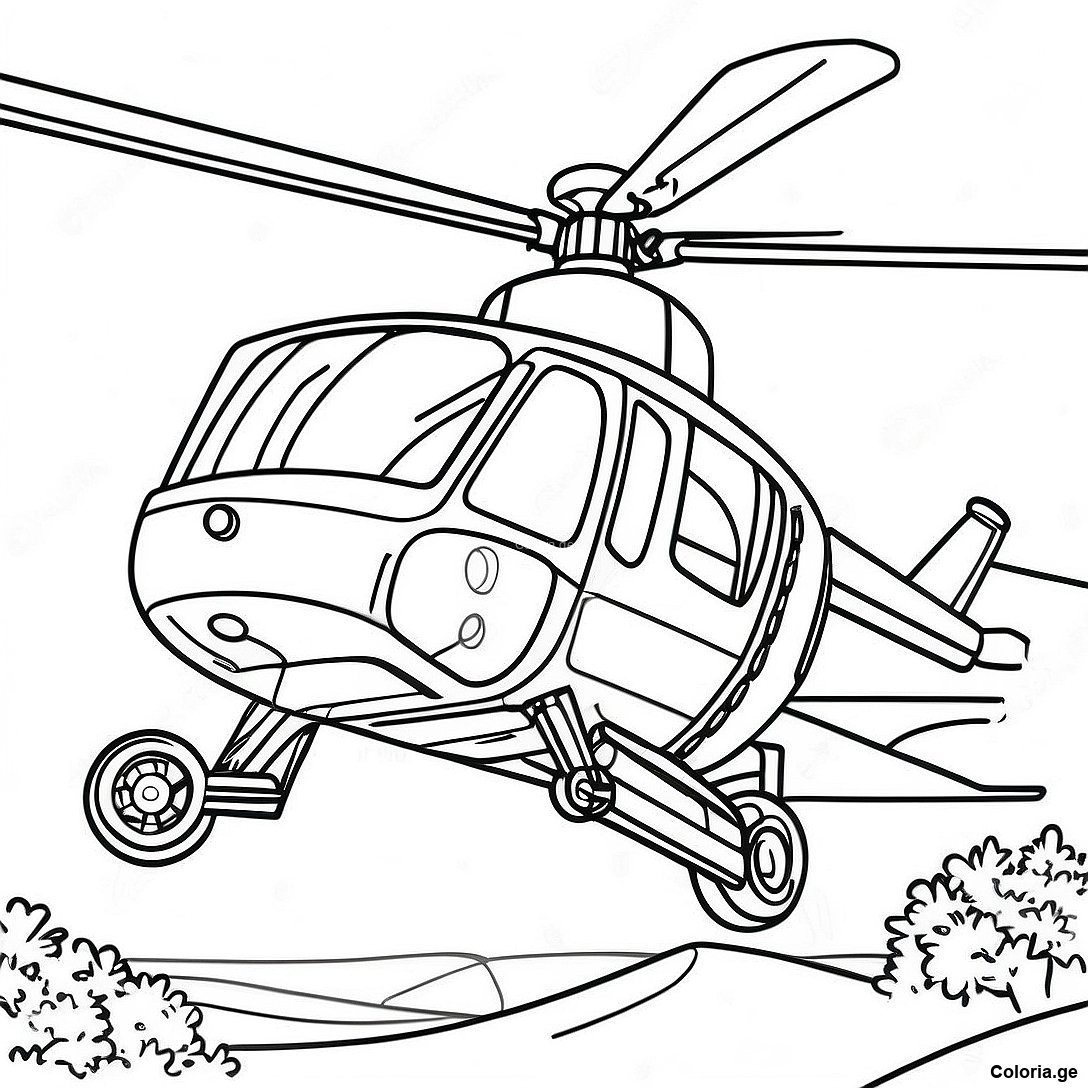 Page à colorier Hélicoptère Vintage En Mission Page À Colorier imprimable gratuitement de la collection Machines — dessin en noir et blanc pour enfants et adultes.