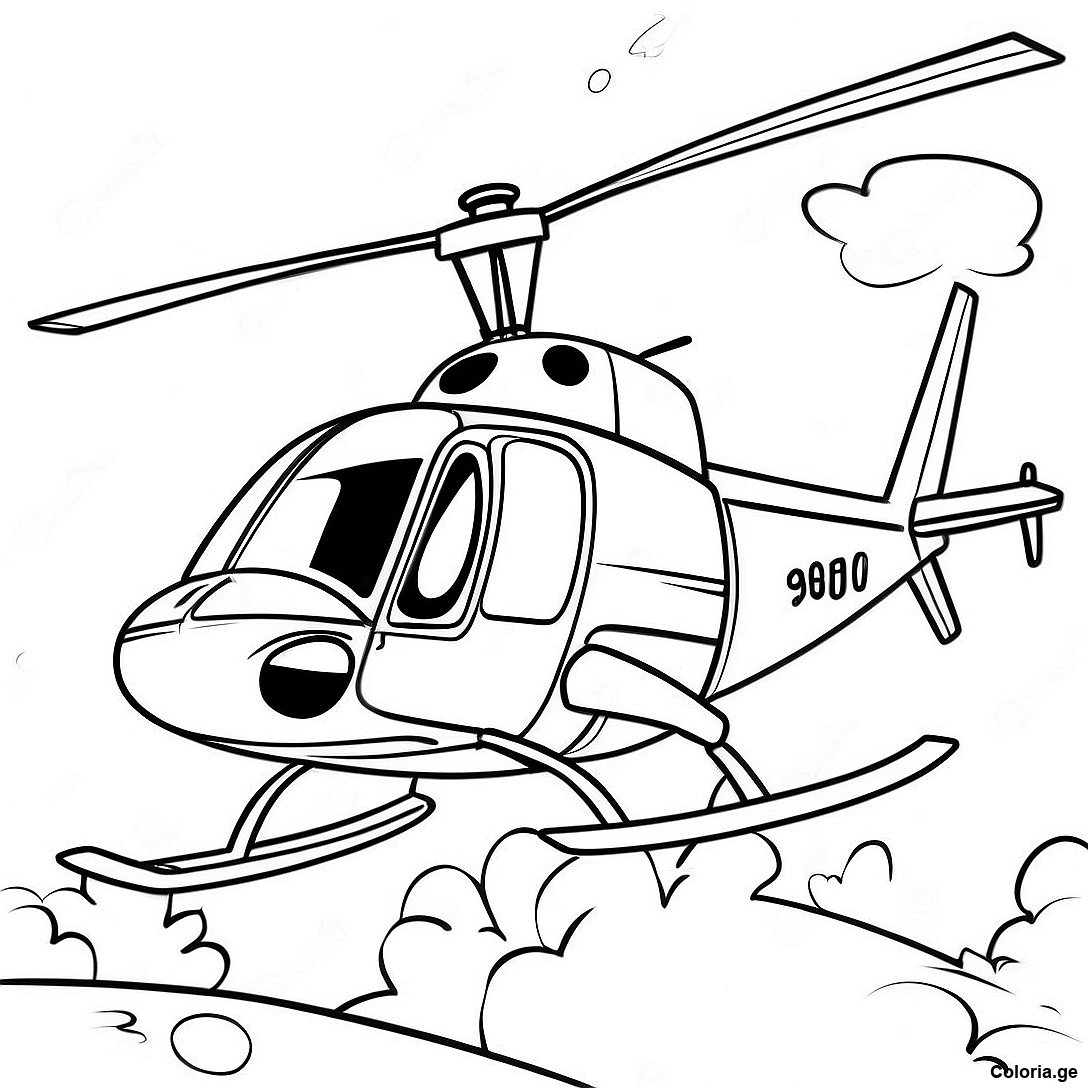 Page à colorier Hélicoptère Vintage En Mission Page À Colorier imprimable gratuitement de la collection Machines — dessin en noir et blanc pour enfants et adultes.