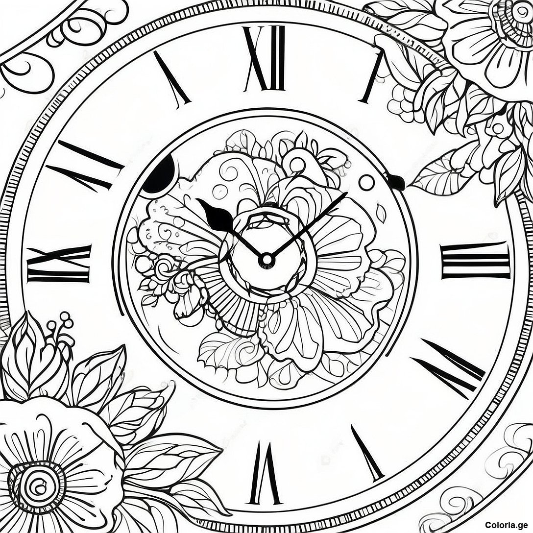 Page à colorier Horloge Murale Vintage Sur Une Page À Colorier imprimable gratuitement de la collection Éducatif — dessin en noir et blanc pour enfants et adultes.