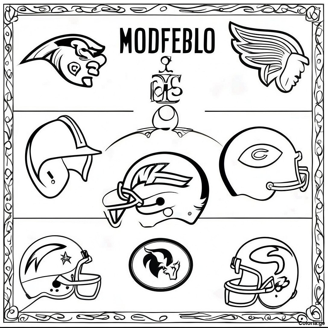 Page à colorier Logos De La Nfl Vintage Page De Coloriage imprimable gratuitement de la collection Sports — dessin en noir et blanc pour enfants et adultes.