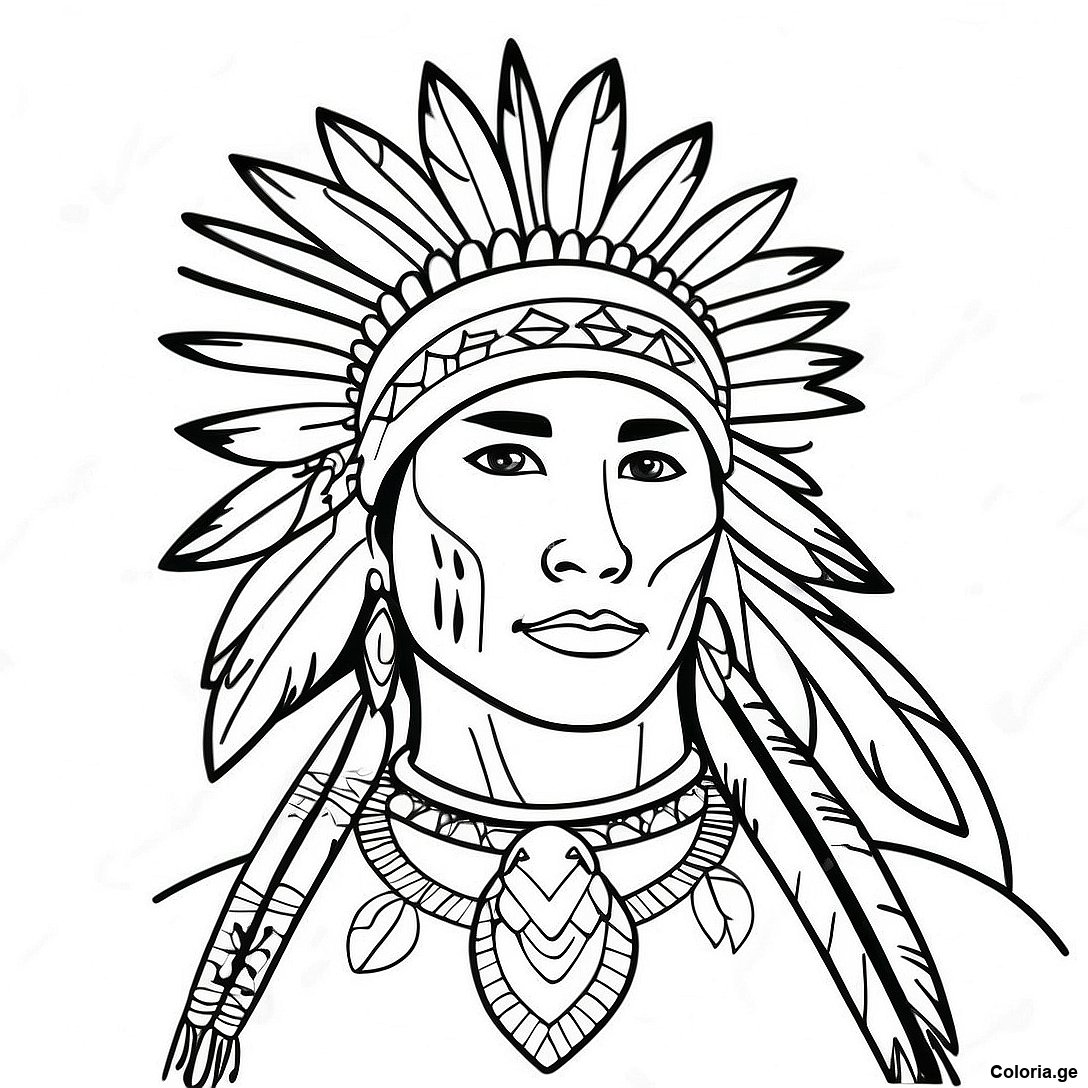 Page à colorier Native American Heritage Month Coloring Page imprimable gratuitement de la collection Divers — dessin en noir et blanc pour enfants et adultes.