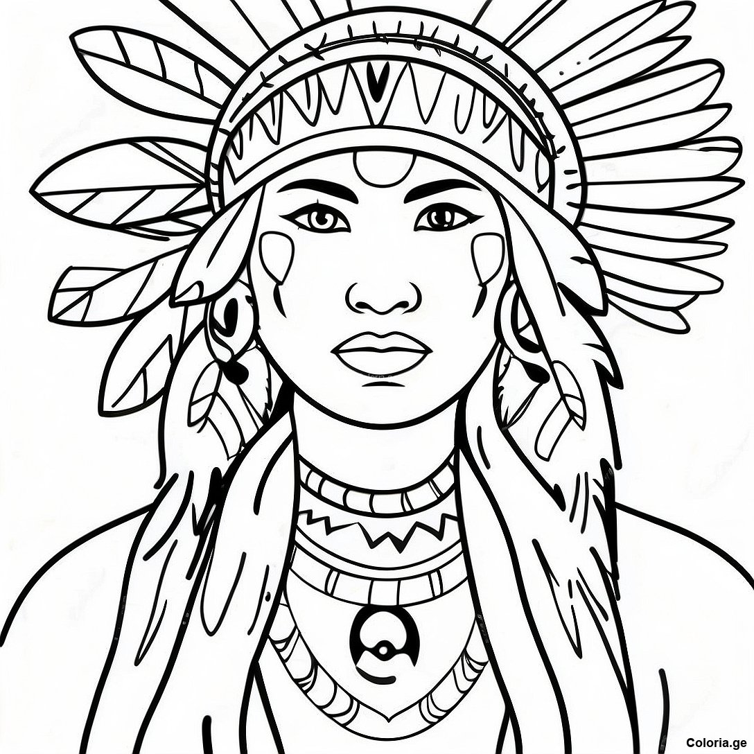 Page à colorier Native American Heritage Month Coloring Page imprimable gratuitement de la collection Divers — dessin en noir et blanc pour enfants et adultes.