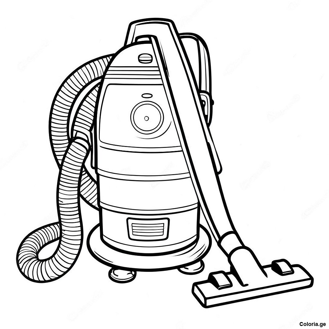 Page à colorier Page À Colorier D'aspirateur Vintage imprimable gratuitement de la collection Machines — dessin en noir et blanc pour enfants et adultes.