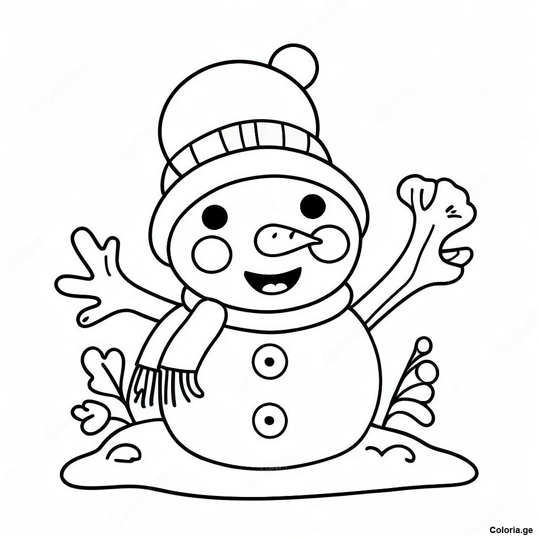 Page A Colorier De Bonhomme De Neige Mignon Avec Des Yeux En Bouton 22850 4995