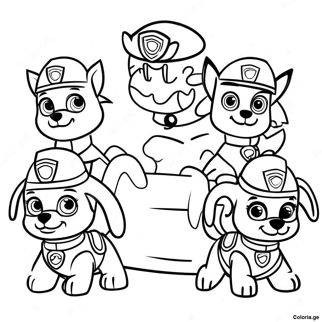 Page à colorier Page À Colorier De L'équipe De Sauvetage De Paw Patrol imprimable gratuitement de la collection Émissions de Télévision pour Enfants — dessin en noir et blanc pour enfants et adultes.