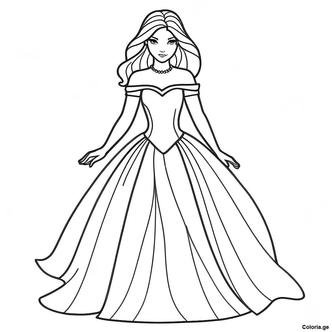 Page A Colorier De Princesse Elegante Dans Une Robe Flottante 2086 2771