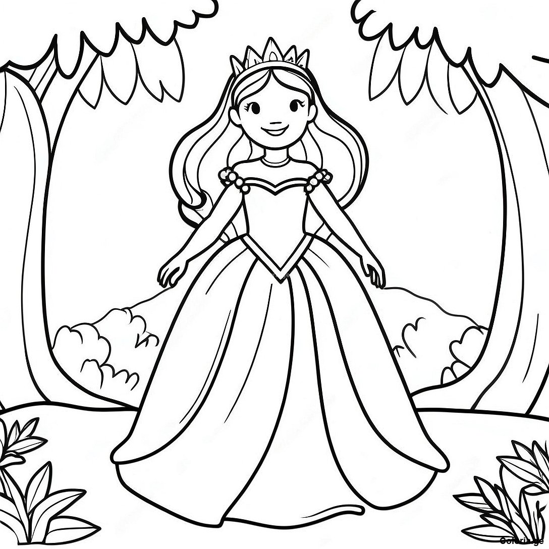Page A Colorier De Princesse Magique Dans Une Foret Enchantee 2087 2082