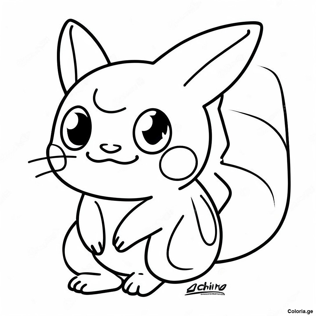 Page à colorier Page À Colorier De Raichu De Type Électrique imprimable gratuitement de la collection Pokemon — dessin en noir et blanc pour enfants et adultes.