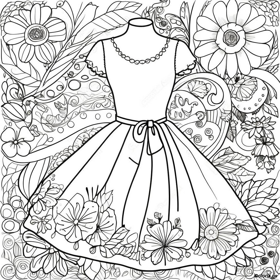 Page A Colorier De Robe Florale Vintage 20740 4533