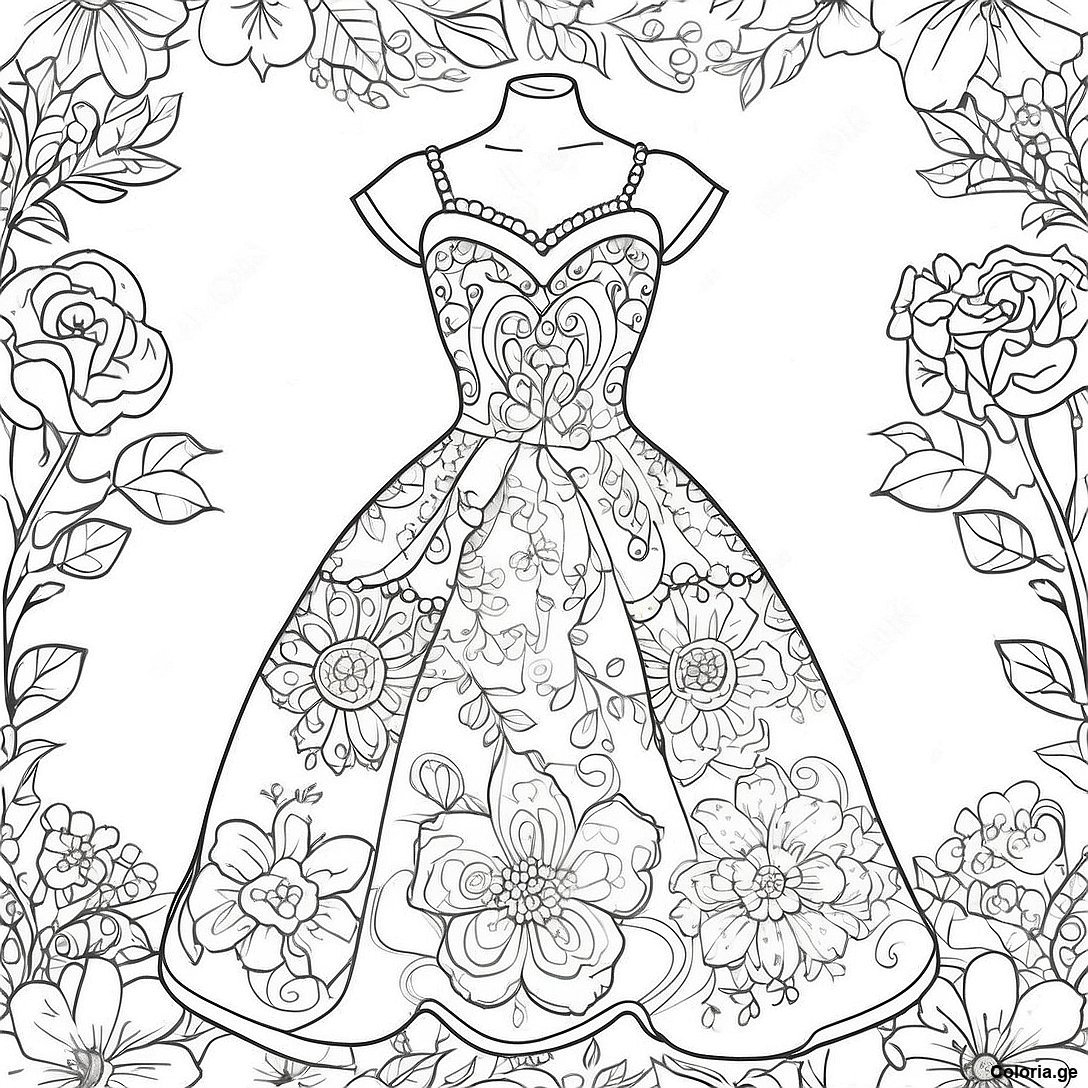 Page A Colorier De Robe Florale Vintage 20740 4534