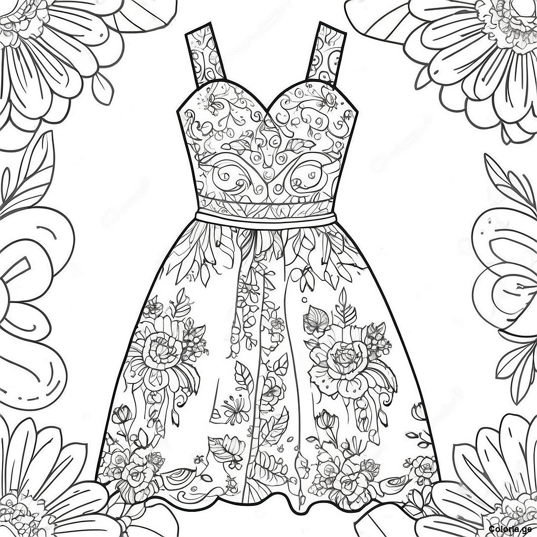 Page A Colorier De Robe Florale Vintage 20740 4535