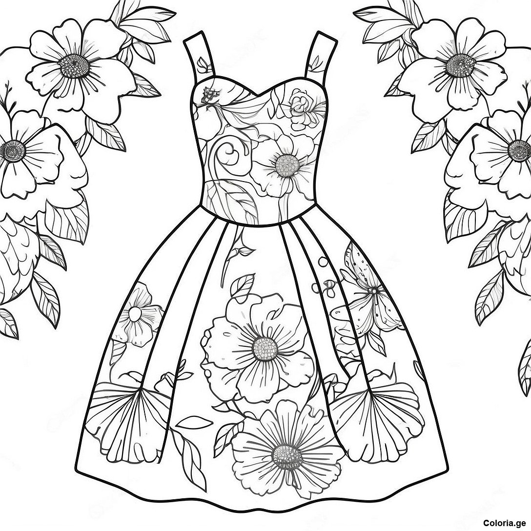 Page A Colorier De Robe Florale Vintage 20740 4536