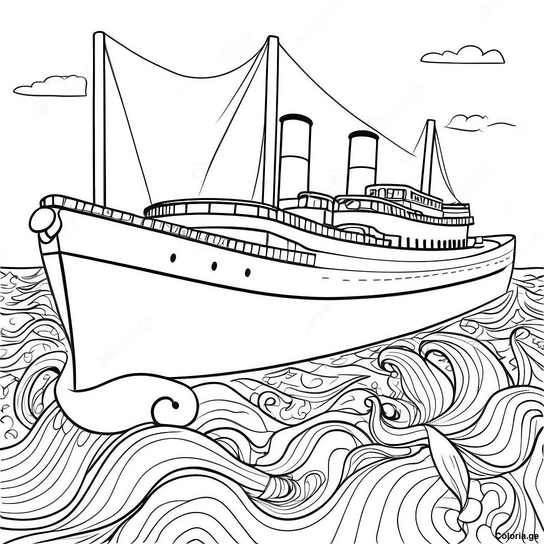 Page à colorier Page À Colorier Des Canots De Sauvetage Du Titanic En Action imprimable gratuitement de la collection Machines — dessin en noir et blanc pour enfants et adultes.