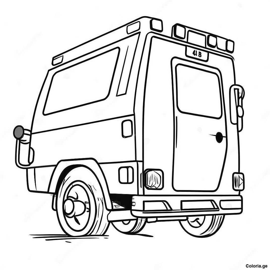 Page à colorier Page À Colorier D'une Ambulance Réaliste En Action imprimable gratuitement de la collection Divers — dessin en noir et blanc pour enfants et adultes.
