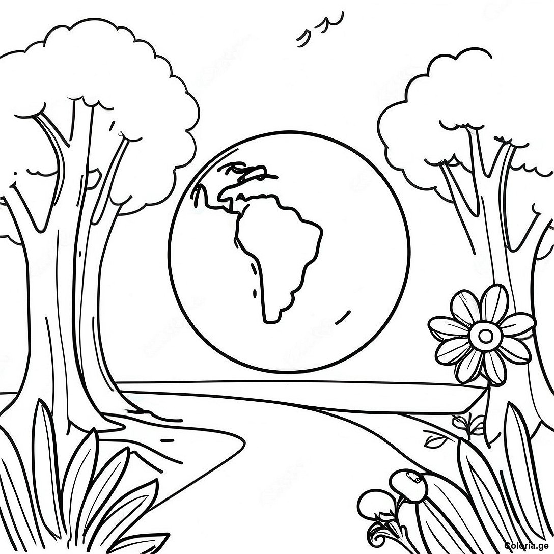 Page A Colorier Dune Belle Terre Avec Des Arbres Et Des Fleurs 9392 1312