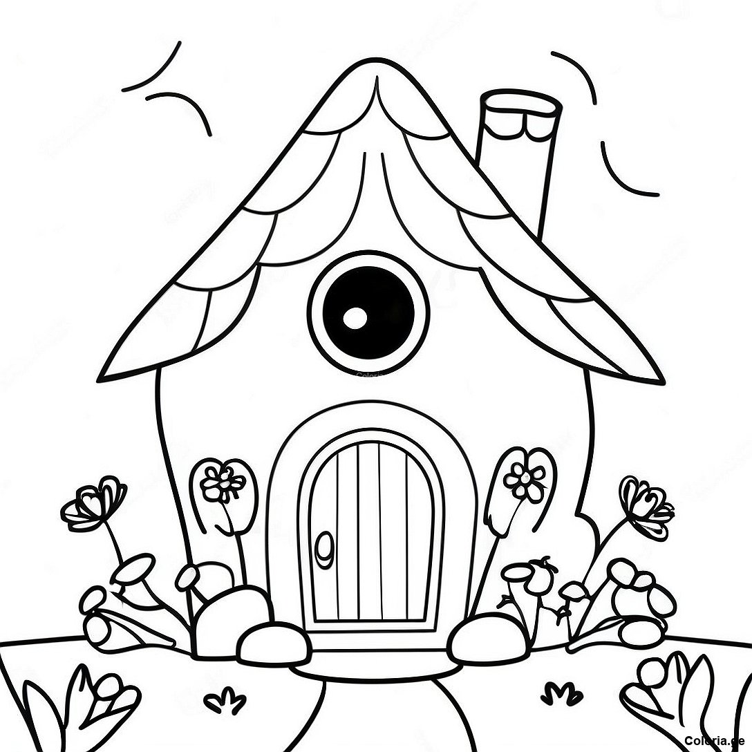 Page à colorier Page À Colorier Le Cottage De Fée Fantaisiste imprimable gratuitement de la collection Pour Filles — dessin en noir et blanc pour enfants et adultes.