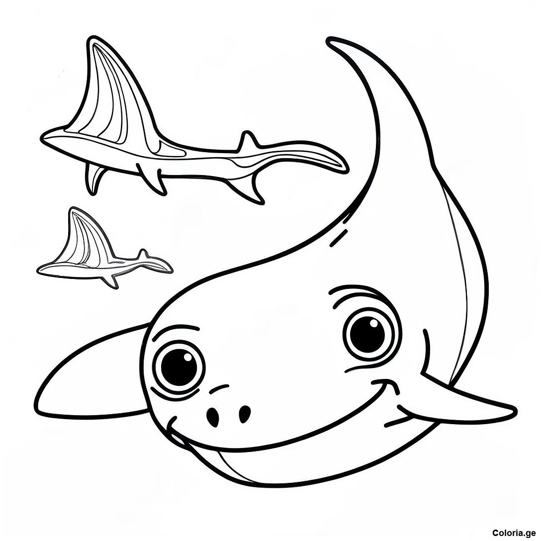 Page à colorier Page À Colorier Requin Marteau Réaliste imprimable gratuitement de la collection Animaux — dessin en noir et blanc pour enfants et adultes.