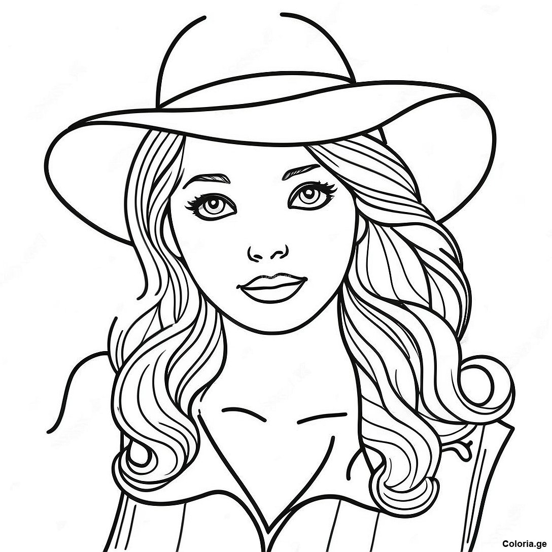 Page à colorier Page De Coloriage Charmante Fille Réaliste Avec Un Chapeau imprimable gratuitement de la collection Divers — dessin en noir et blanc pour enfants et adultes.