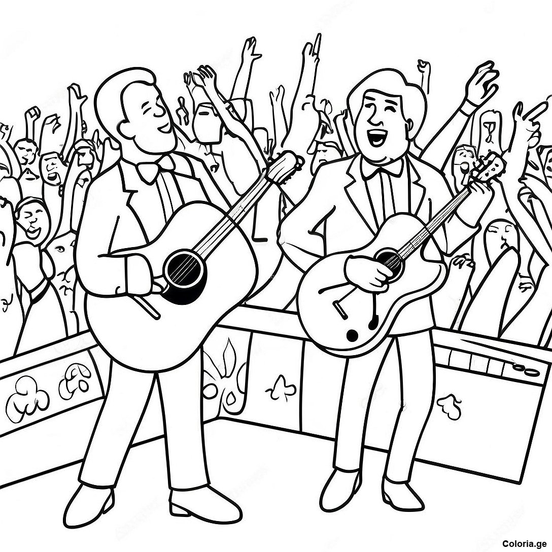 Page à colorier Page De Coloriage Concert Rock And Roll Vintage imprimable gratuitement de la collection Divers — dessin en noir et blanc pour enfants et adultes.