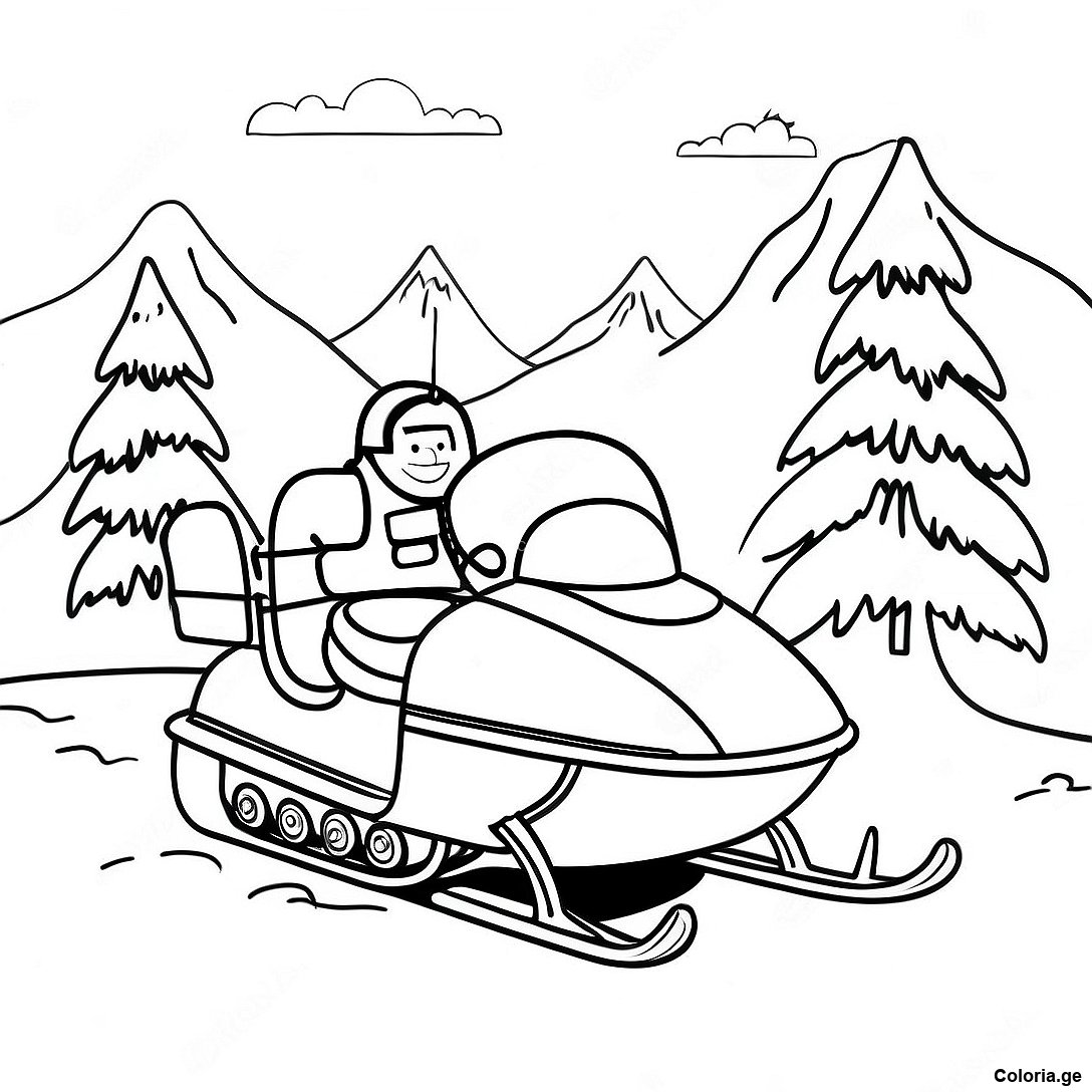 Page à colorier Page De Coloriage D'aventure En Motoneige Vintage imprimable gratuitement de la collection Divers — dessin en noir et blanc pour enfants et adultes.