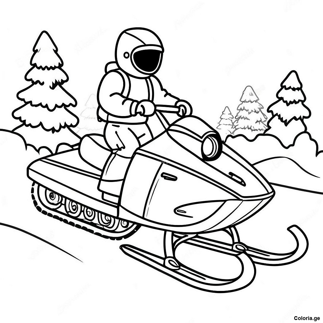 Page à colorier Page De Coloriage D'aventure En Motoneige Vintage imprimable gratuitement de la collection Divers — dessin en noir et blanc pour enfants et adultes.