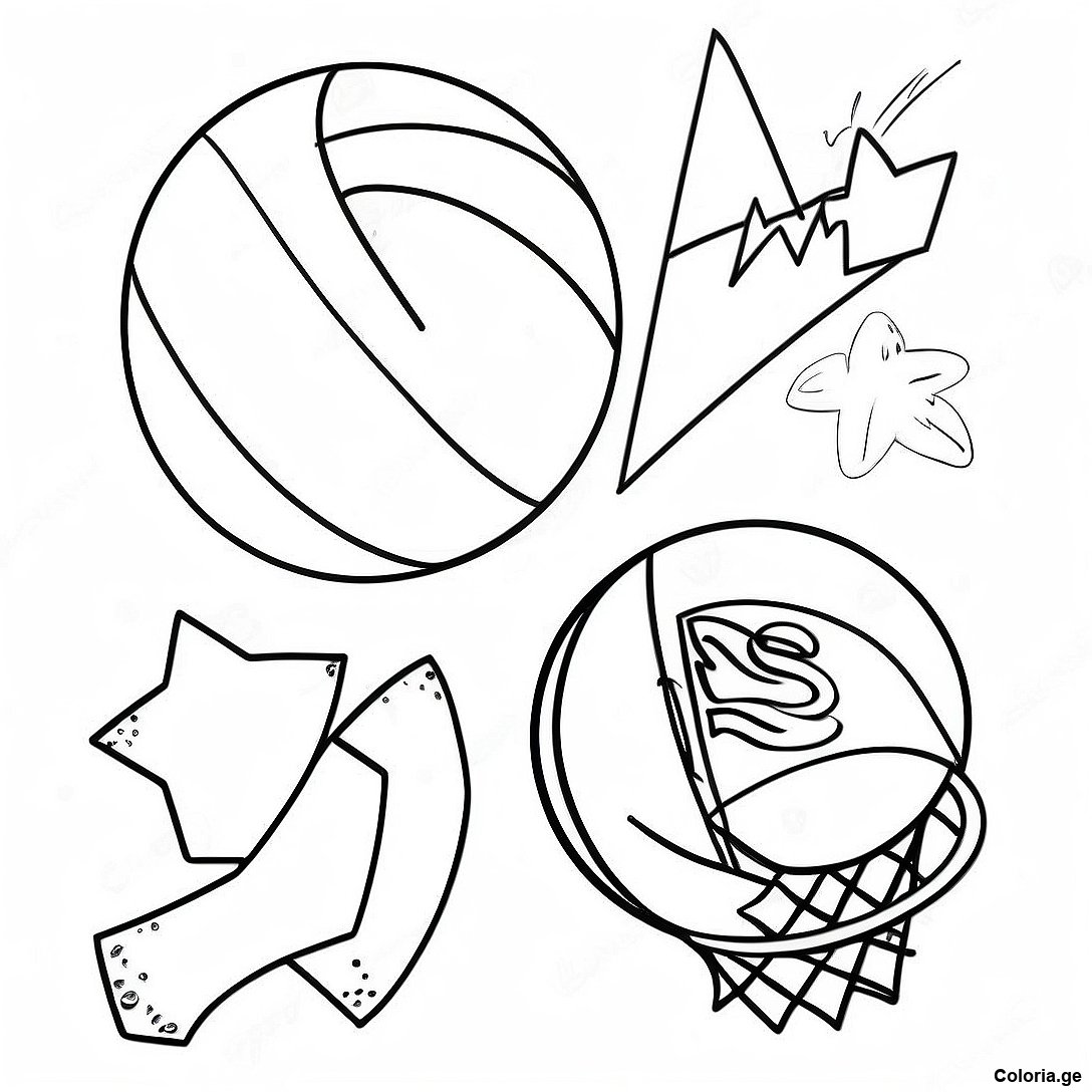 Page à colorier Page De Coloriage De Basket-Ball Nba Vintage imprimable gratuitement de la collection Sports — dessin en noir et blanc pour enfants et adultes.