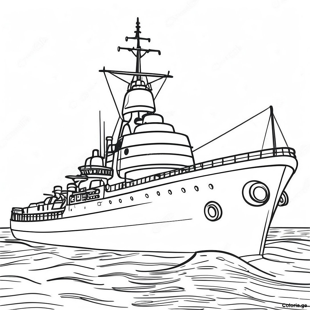 Page De Coloriage De Bateau De Guerre Vintage 85624 26538