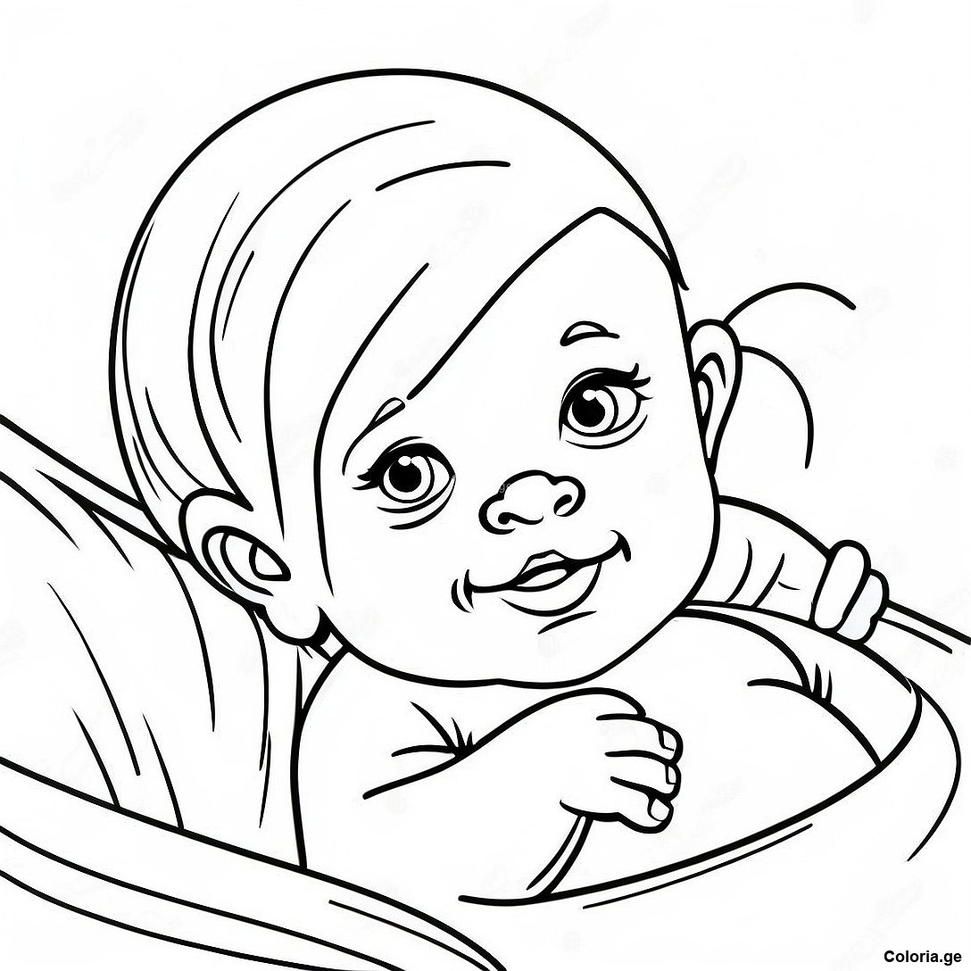 Page à colorier Page De Coloriage De Bébé Réaliste Nouveau-Né imprimable gratuitement de la collection Personnes — dessin en noir et blanc pour enfants et adultes.