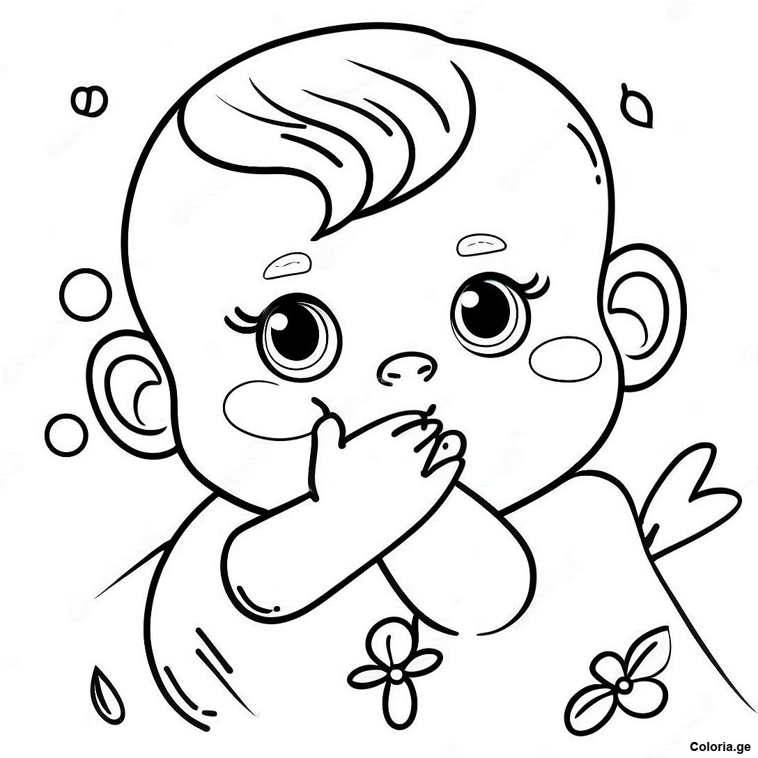 Page à colorier Page De Coloriage De Bébé Réaliste imprimable gratuitement de la collection Personnes — dessin en noir et blanc pour enfants et adultes.