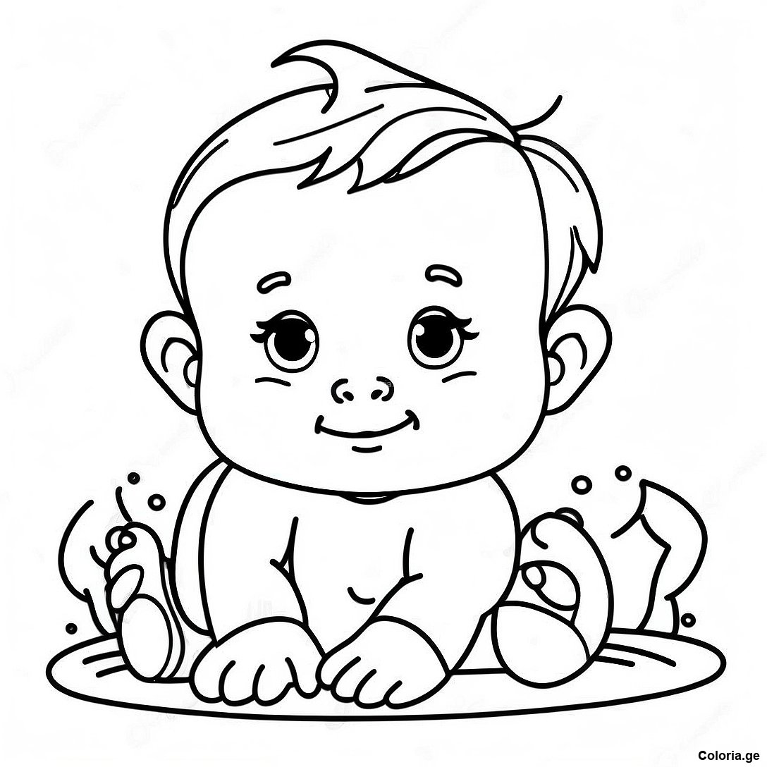 Page à colorier Page De Coloriage De Bébé Réaliste imprimable gratuitement de la collection Personnes — dessin en noir et blanc pour enfants et adultes.