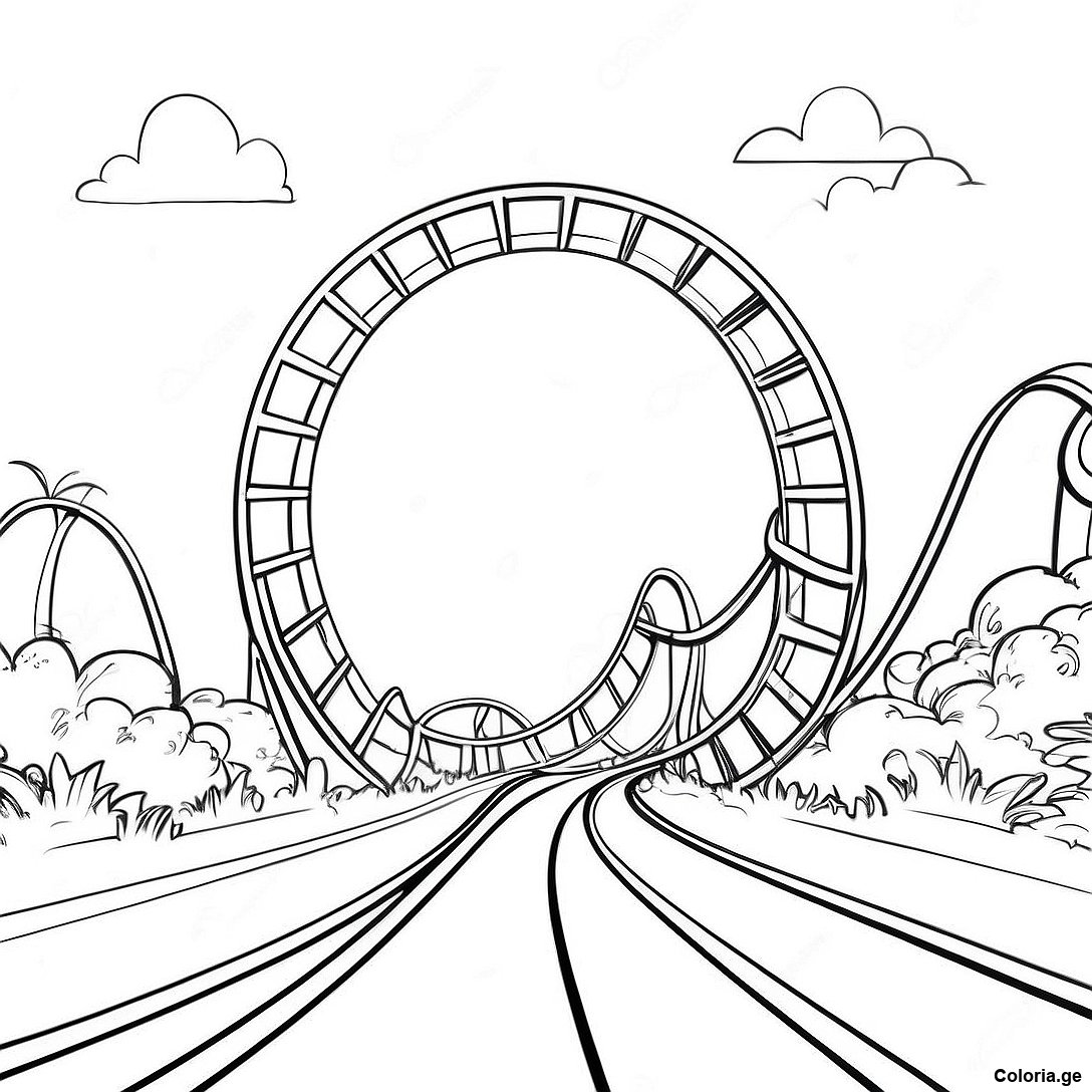 Page à colorier Page De Coloriage De Boucle De Montagnes Russes Amusante imprimable gratuitement de la collection Divers — dessin en noir et blanc pour enfants et adultes.