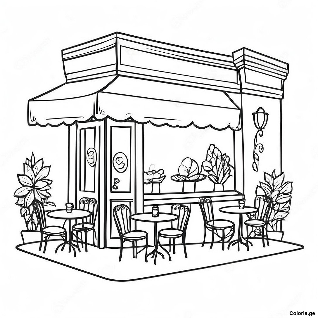 Page à colorier Page De Coloriage De Café Vintage Charmant imprimable gratuitement de la collection Divers — dessin en noir et blanc pour enfants et adultes.