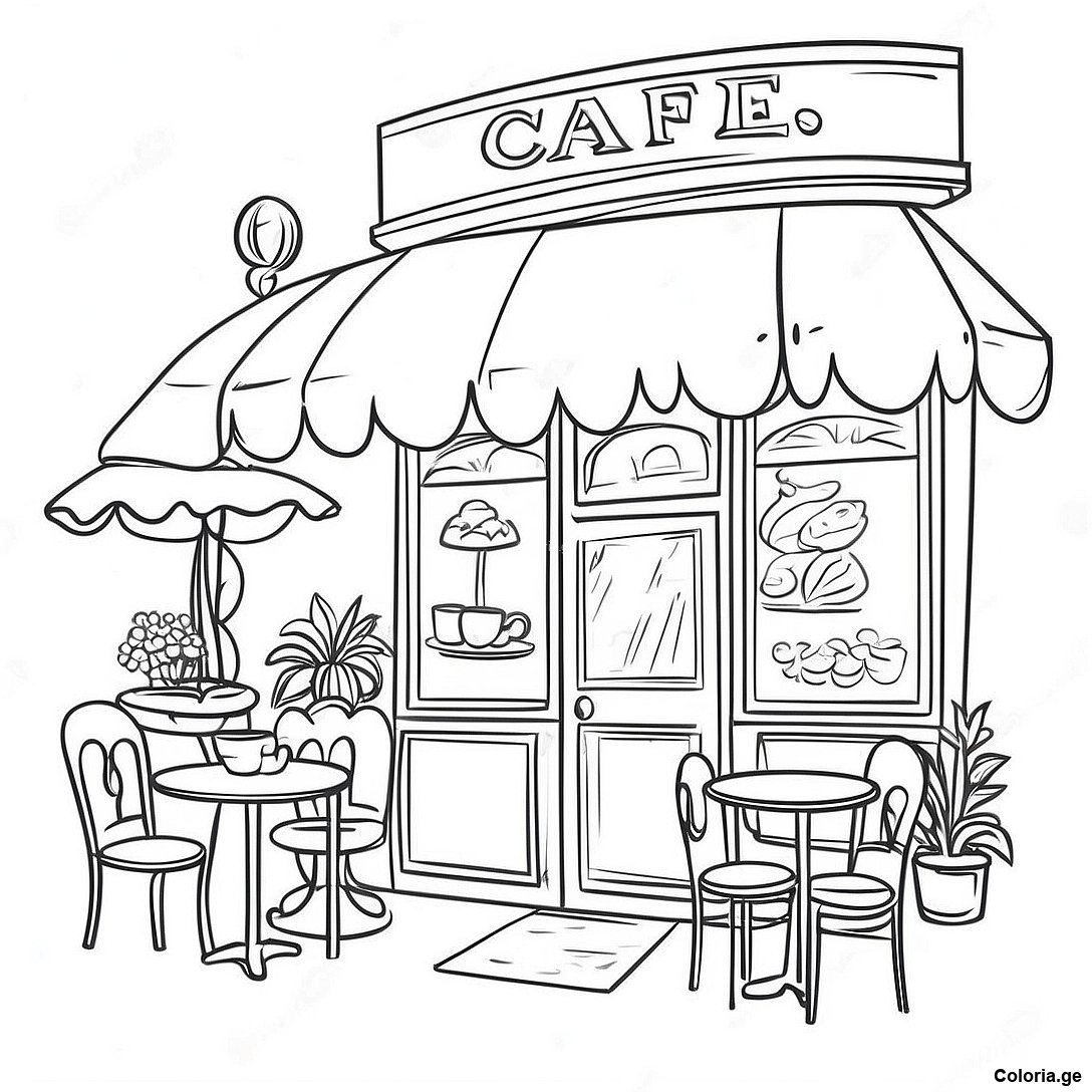 Page à colorier Page De Coloriage De Café Vintage Charmant imprimable gratuitement de la collection Divers — dessin en noir et blanc pour enfants et adultes.