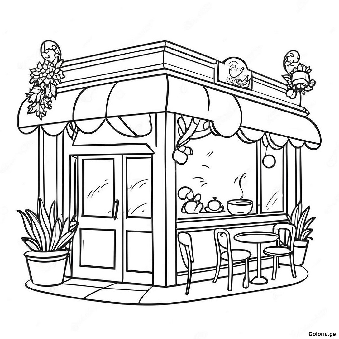 Page à colorier Page De Coloriage De Café Vintage Charmant imprimable gratuitement de la collection Divers — dessin en noir et blanc pour enfants et adultes.