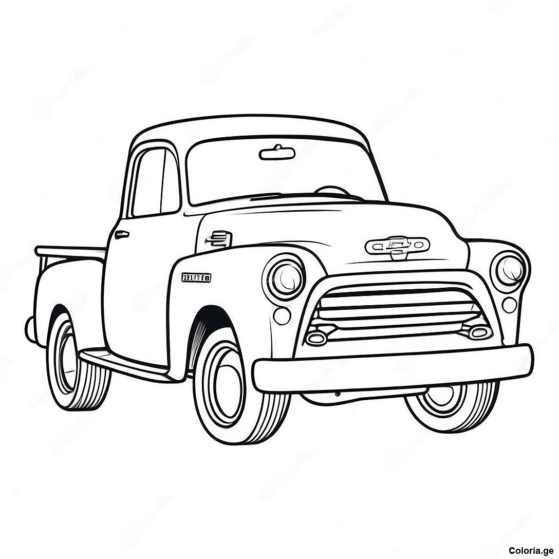 Page à colorier Page De Coloriage De Camion Chevy Vintage imprimable gratuitement de la collection Voitures — dessin en noir et blanc pour enfants et adultes.