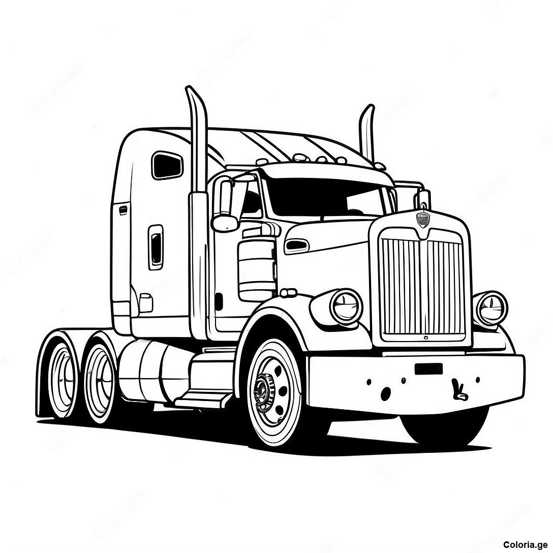 Page à colorier Page De Coloriage De Camion Kenworth Vintage imprimable gratuitement de la collection Voitures — dessin en noir et blanc pour enfants et adultes.