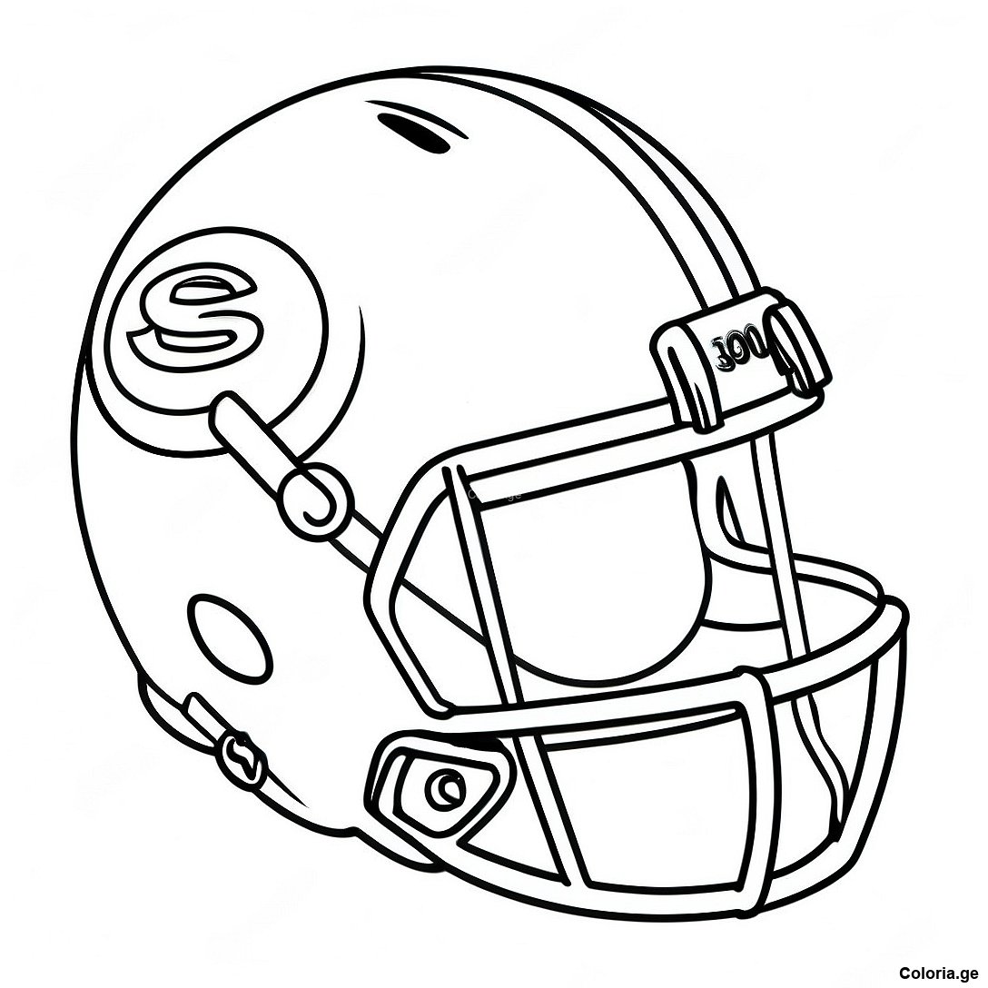 Page à colorier Page De Coloriage De Casque De Football Vintage imprimable gratuitement de la collection Sports — dessin en noir et blanc pour enfants et adultes.